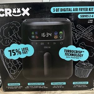 Crux 3QT digital air fryer kit black